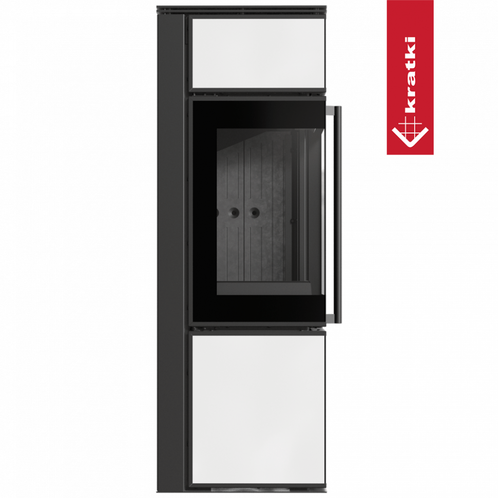 Печь Kratki PRO TORA/S, 8 кВт, белое стекло (Черная футеровка, с доводчиком)
